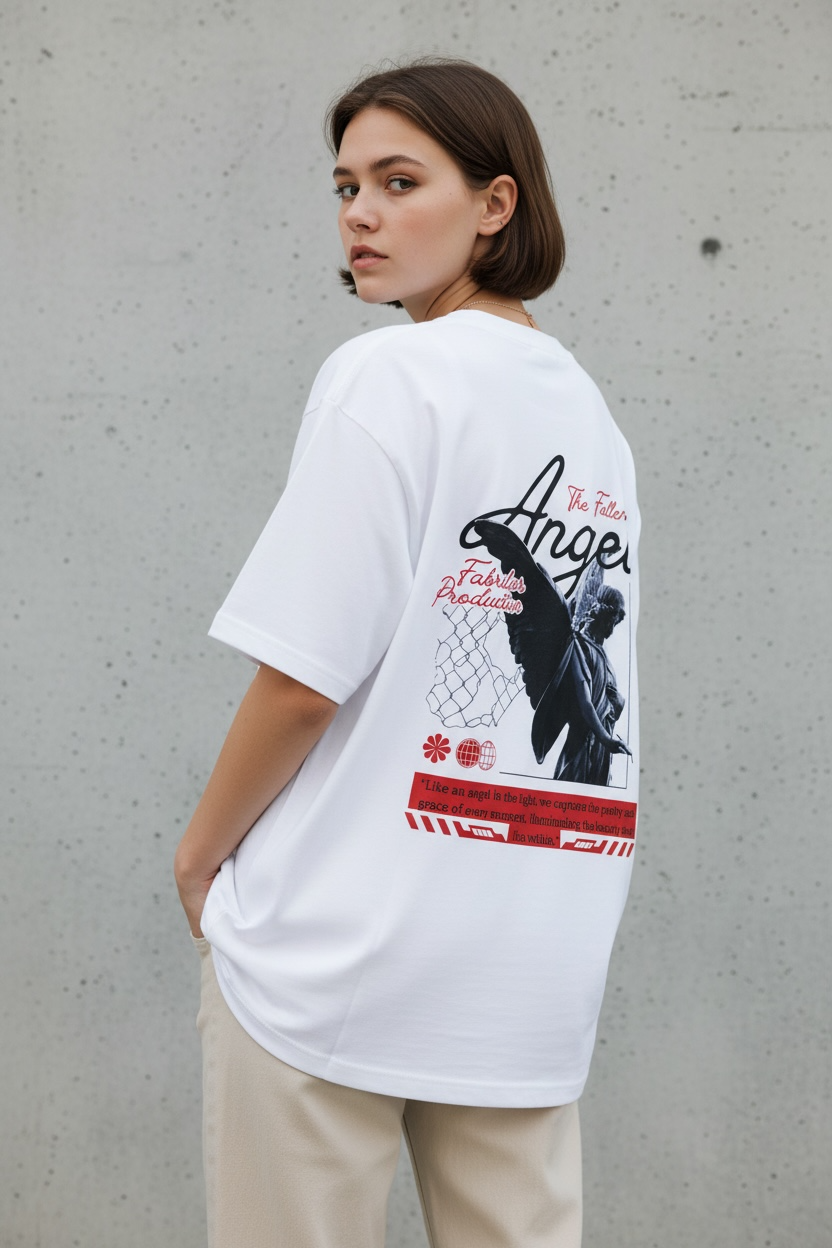 Fallen Angel Graphic Oversized T-Shirt