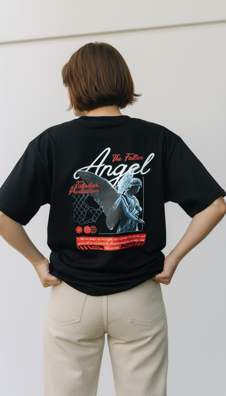 Fallen Angel Graphic Oversized T-Shirt