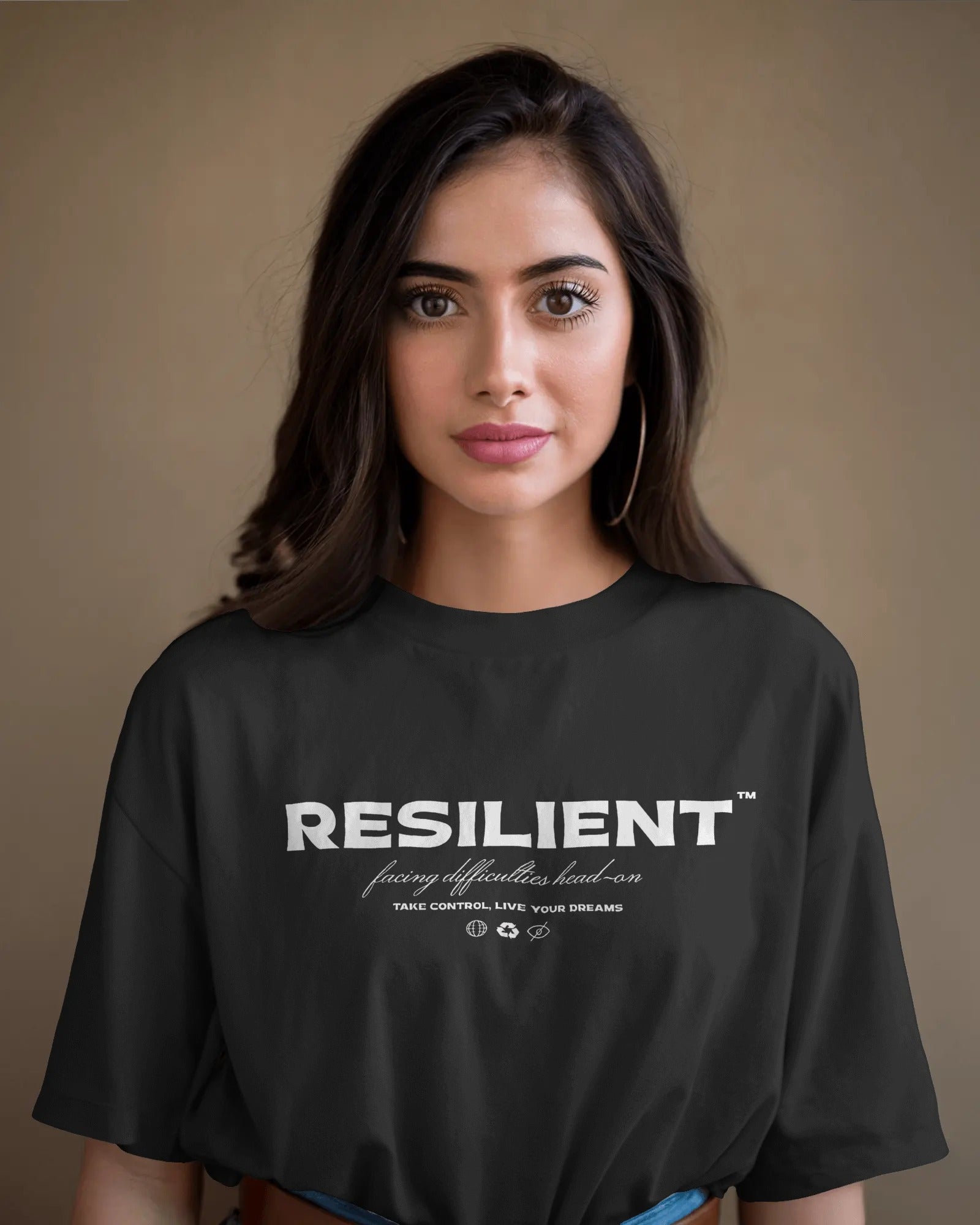 "Resilient Statement Tee – 220 GSM Oversized Fit | Take Control, Live Your Dreams"