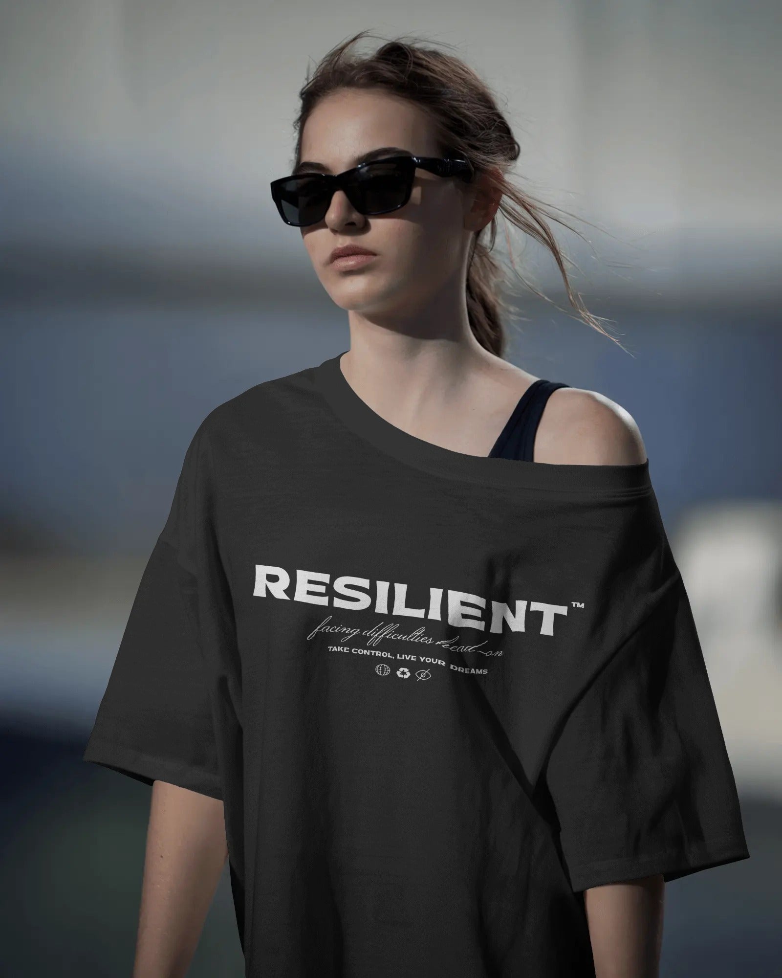 "Resilient Statement Tee – 220 GSM Oversized Fit | Take Control, Live Your Dreams"