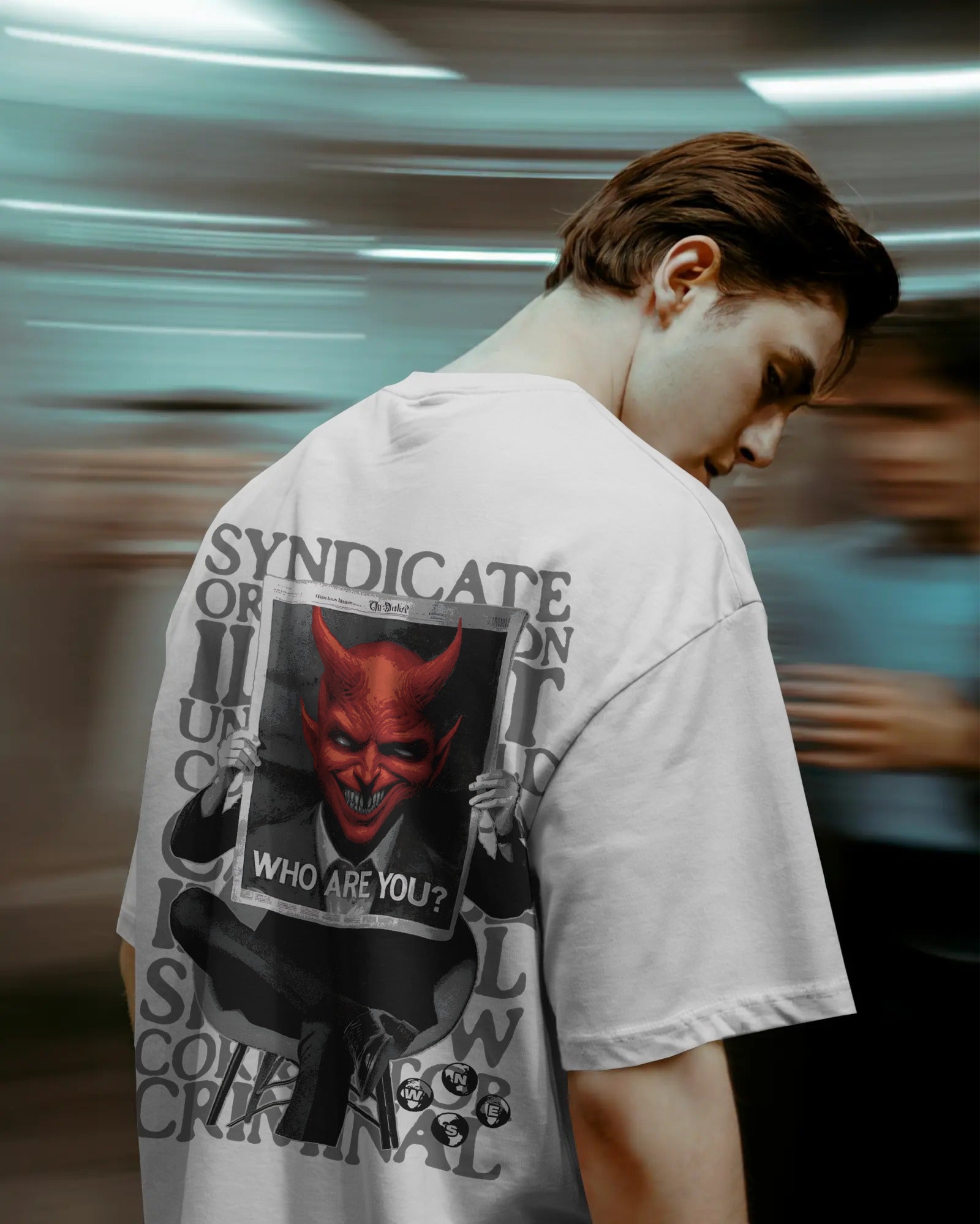 Syndicate Devil" Graphic Oversized Tee