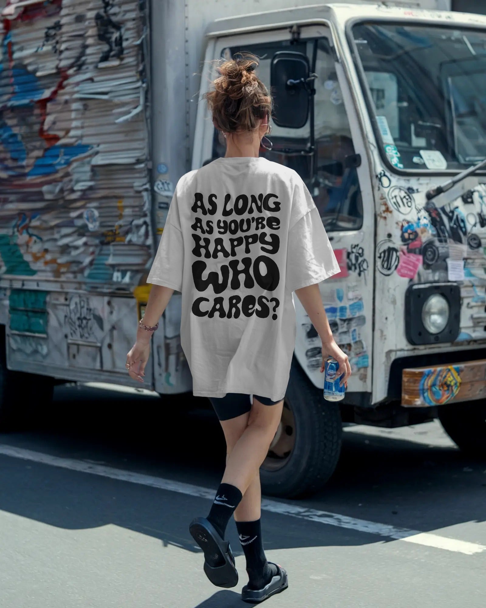 Who Cares? Oversized Graphic Tee