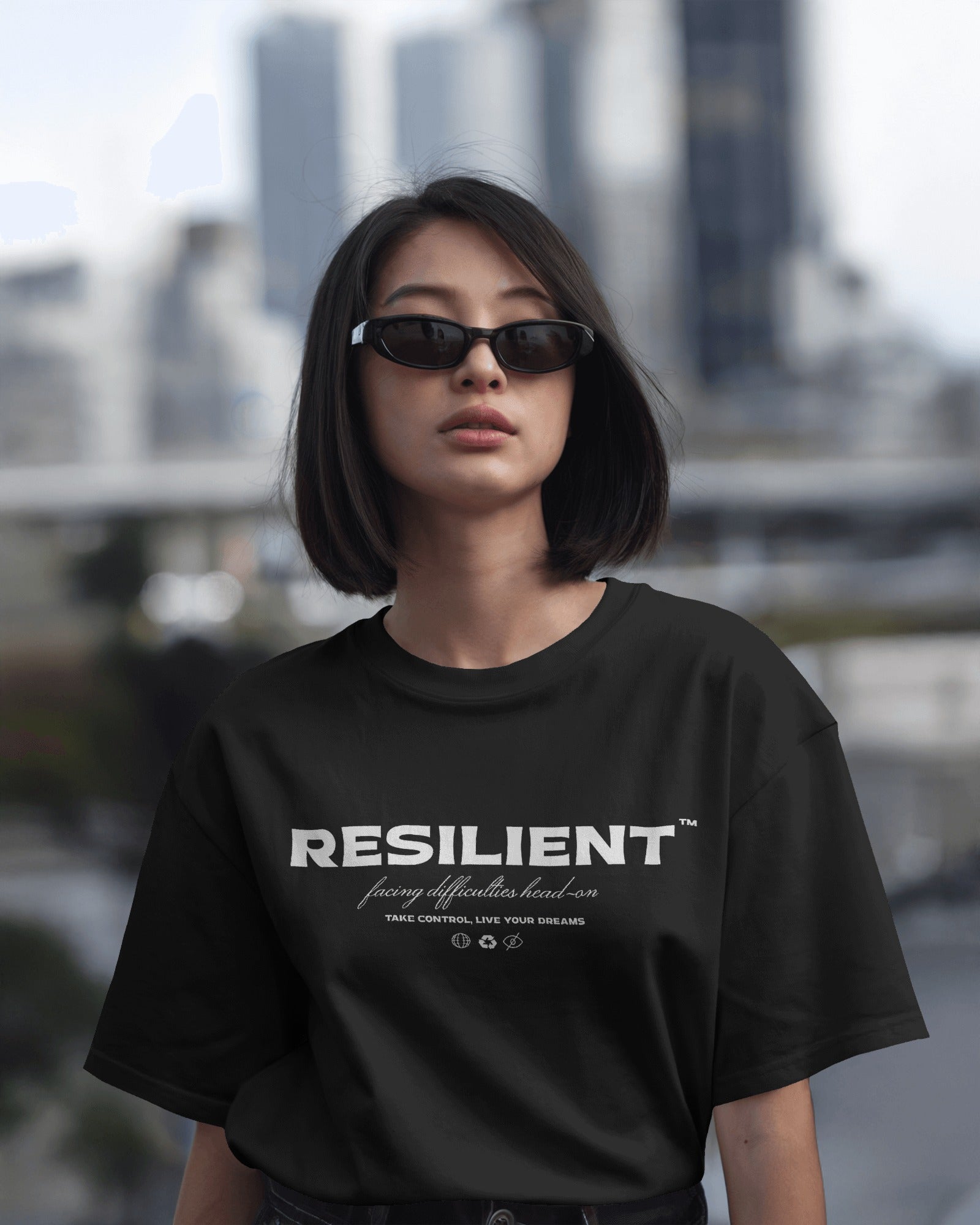 "Resilient Statement Tee – 220 GSM Oversized Fit | Take Control, Live Your Dreams"